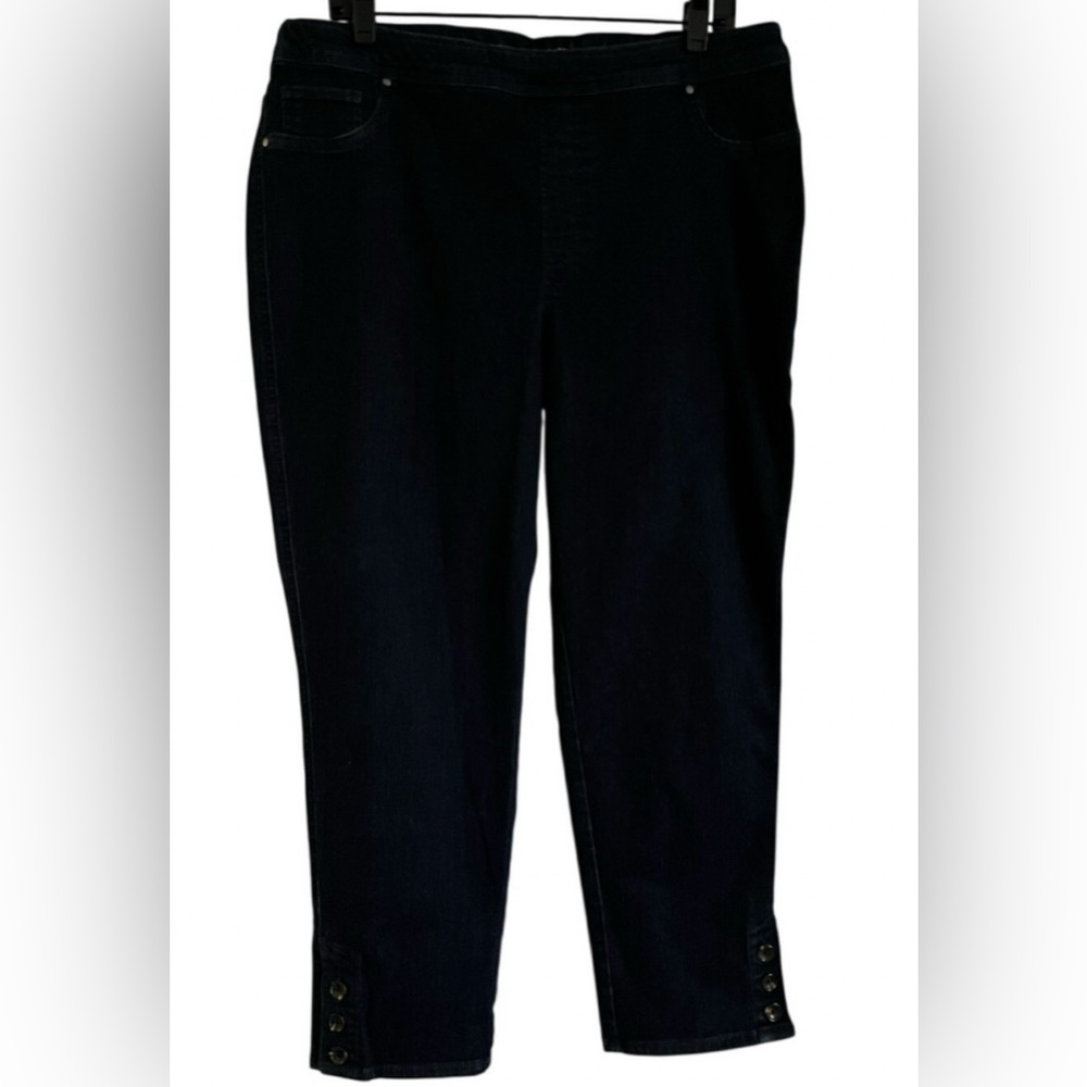 Chico’s  Girlfriend Slim Ankle Dark Blue Jeans 3 Button Hem Size 2.5 US 14 $110